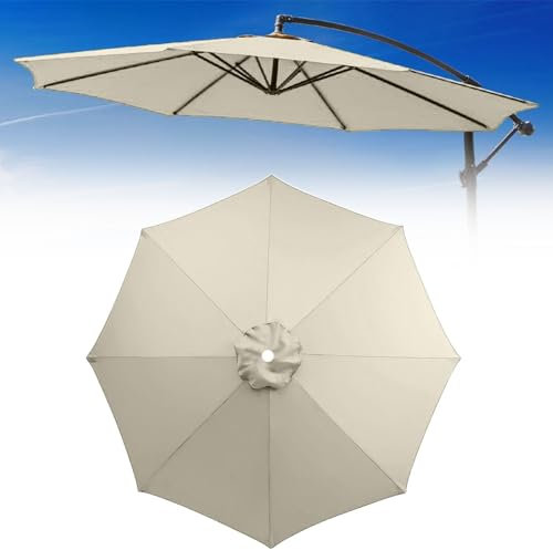 Sonnenschirm-Ersatzabdeckung, Terrassenschirm Ersatzbezug Ersatz-Regenschirmstoff, Marktschirm Ersatz Baldachin Bespannung für Tischschirme im Freien Anti-Ultraviolett-Überdachungsabdeckung(Cream Whit