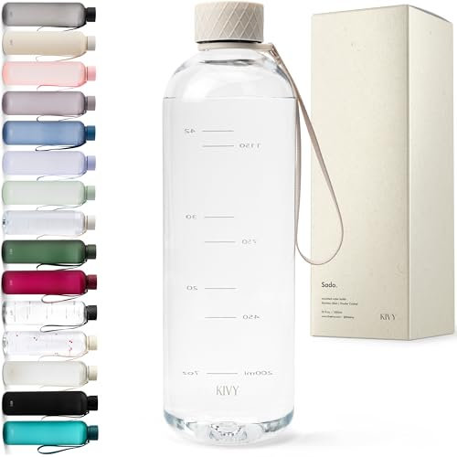 KIVY Borraccia grande da 1,5 litri, leggera e infrangibile, adatta a zaino e portabicchieri per viaggi, sport, scuola, trasparente, senza cannuccia, 1,5 litri