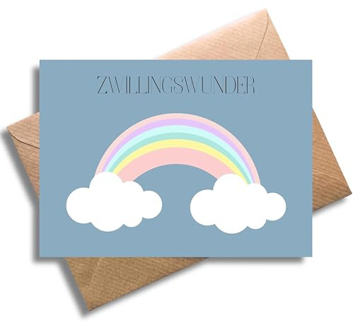 WBdesignz Zwillingswunder - Glückwunsch Karte zur Geburt von Zwillingen mit Umschlag Süße Geschenkkarte Schwangerschaft Geburt Zwillingsjungen Baby Babyparty Mutter (DIN A6)