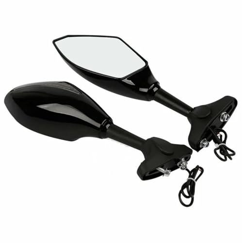 Seite Rückspiegel Für Suzuki Für GSXR 600 750 Für GSXR1000 2001 2002 2003 2004 2005 Motorrad Rearview Außenspiegel Blinker Lenkerendenspiegel Motorrad(Schwarz)