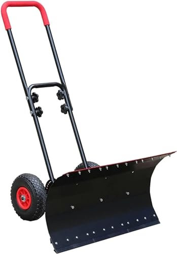 Pala quitanieves Pala quitanieves con ruedas Pala quitanieves con ruedas Pala quitanieves manual resistente con mango en U Herramienta de metal para quitar nieve, arena y barro para calzos (tamaño: