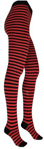 VEGATEKSA Damen Gestreifte Strumpfhose -aus Gekämmter Baumwolle–Oeko-Tex Standard 100 Zertifiziert- Hautfreundlich-Vielen Farben