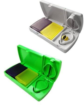 minkissy Pillenschneider 2 Stück Kunststoff Medikamententeiler Kompakt Leicht Tablettenteiler Für Erwachsene Senioren Und Kinder Reise Camping 3.74X1.89X0.67 Zoll