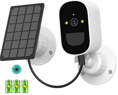 Caméras pour la sécurité à domicile, Caméra IP panneau solaire alimenté par batterie sans fil sécurité extérieure 1080P HD CCTV Surveillance vidéo détection humaine PIR pour une utilisation en intérie