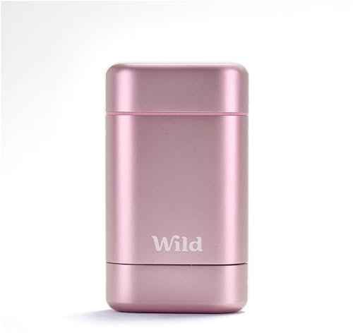 Wild - Natural Refillable Deodorant Starter Kit with Pink Case and Fresh Cotton & Sea Salt Scented Refill (40g) - Aluminium Free - Long Lasting Protection - Vegan