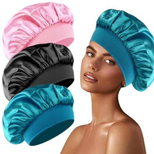3 Stück Seidenhaube zum Schlafen Schlafhaube Seide Silk Bonnet Satin Bonnet