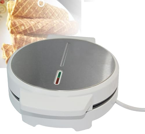 Waflera redonda comercial | Máquina de hierro de 1000 W para cocina doméstica | Revestimiento antiadherente, calefacción de doble cara para conos de helado y rollos de huevo