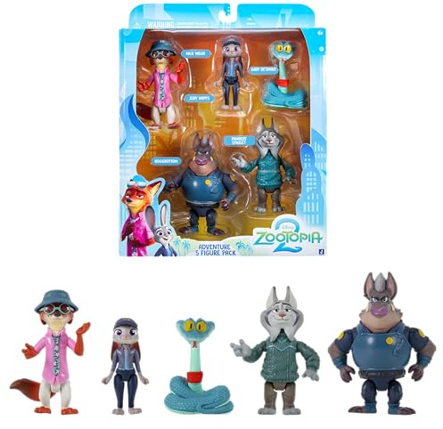 Disney’s Zootopia 2 Adventure 5-Pack - Articulated 3” Figures with 2 Undercover Characters - Collector’s Series - Suitable for Ages 4+