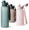 MAMEIDO Gourde 1,5l avec Paille & Marqueur de Temps de Motivation, Gourde Sport avec Dragonne, Gourde Enfant étanche, Bouteille d'eau sans BPA, Water Bottle (Ocean Bloom, 1500ml)