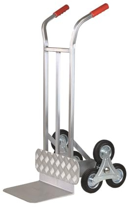 Svelt Carrello Saliscale in Alluminio con Pedana Maggiorata e Struttura Rinforzata, 6 Ruote Ø150 mm con Mozzo in Ferro, Portata 120 kg