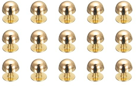 Kvartsman 15 stycken runda nitar, 8 mm metallspetsar och nitar dekoration skruvnitar för läder väskor bälte kläder skor plånbok tillbehör gör-det-själv hantverk tillverkning, guld
