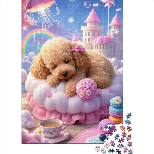 Teacup Poodle Jigsaw Puzzles Puzzles for Adults Kids. 1000 Piece Whimsical Challenge Toy Educational Games Home Decoration for Educational Games Gifts 1000pcs (75x50cm)