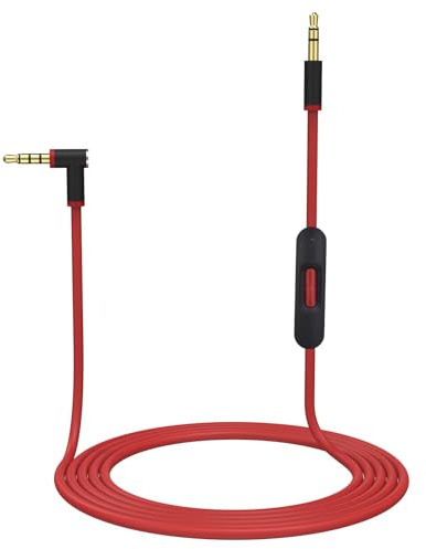 Replacement Solo 4 Cable, Solo 3 Audio Cable Aux Cord Extension Wire Compatible with Beats Studio Solo Pro Detox Mixr Executive Pill Headphones, with in Line Mic and Volume Control (Black&Red)