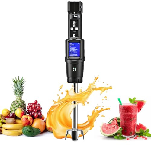 Huanyu Batidora de mano inalámbrica inteligente con 11 programas Batidora de mano de 300 W con motor sin escobillas Velocidad variable de 1000-12000 rpm