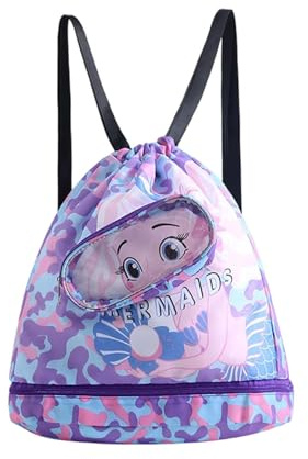 Mochila para la escuela con cordón, bolsa de natación para niños, bolsa de natación para niños, con cuerda, baile, viajes, ballet, gimnasio, para niñas, niños, natación, campamento de verano, piscina
