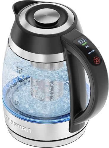 Chefman 1.8L Glass Electric Kettle 1500W, Temperature Control, Fast Boil