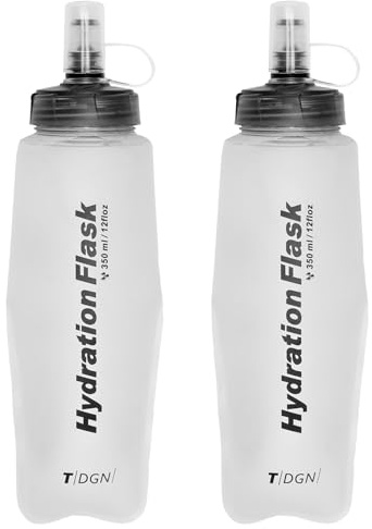 Azarxis Bouteille d'eau Souple Flasque Running Gourde Souple Pliable Poche Hydratation pour Randonnée Marathon (Blanc, 350 ml - 2 Pièces)