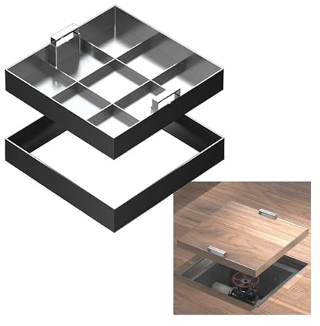 Copertura per fossa settica interrata con telaio, resistente, 86 x 86 cm, rettangolare, con accesso invisibile, per aree di parcheggio, installazione in calcestruzzo, resistente alle intemperie