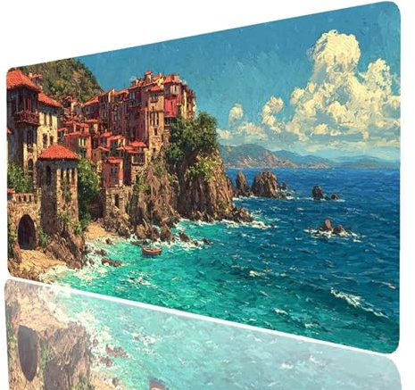 Petite ville Tapis de Souris Mer Imperméable Tapis de Souris xxl 1400x600x3mm Gaming Mouse pad Améliorer la Précision et la Vitesse, Mouse Pad pour Bureau Gamer Clavier Sans fil Pc Portable Model-5448