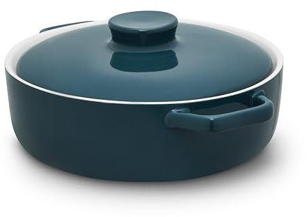Barbary & Oak Nattura 23.5cm Shallow Casserole, Made from Strong Stoneware, Smooth Glaze Interior, Easy Grip Handles, Dishwasher Safe, Agave, BO875020AGV