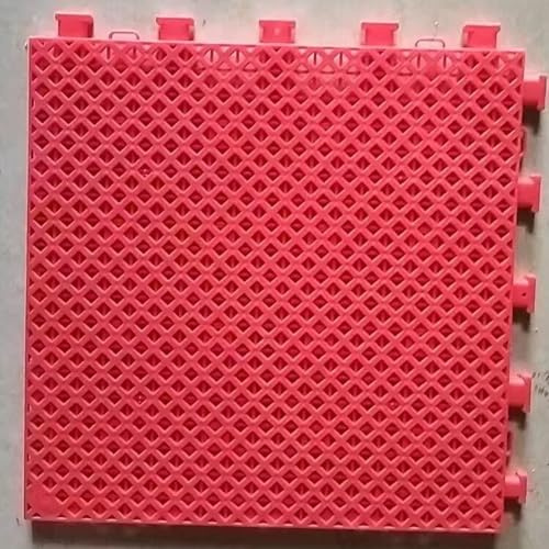 Tapis De Drainage, Dalle De Sol Modulaire en PP, Plaque for La Décoration De Clôture De Balcon, Protection Anti-Chute Et Antivol, pour Terrasse Piscine Garage Et Chenil(Red,15 PCS)