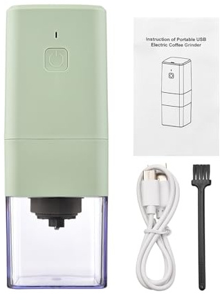 Aumotop Electric Coffee Grinder Powerful Low Noise Burr Grinder for Home Office Travel with Auto Shut-Down for Coffee Lovers Black/White/Green Color Options (Green)