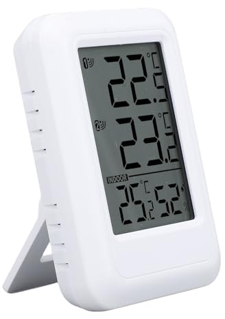 Zerodis Misuratore di umidità della Temperatura, Termometro Igrometro Digitale con Trasmettitori Ricevitori per Ufficio Domestico, Display Wireless da 2,56 Pollici da 328 Piedi