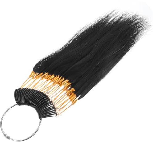 NOLITOY Real Human Hair Strands Set for Hair Dye Practice Natural Color 30 Pieces with Gold Buckles