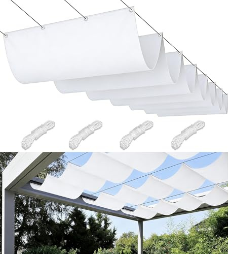 Vela Ombreggianti Onda Retrattile 2x5M Tenda da Sole per Esterno Vele Ombreggiante Impermeabile Telo Parasole con Occhiellato Protezione UV Tenda Vela per Giardino Balcone Terrazza Bianco