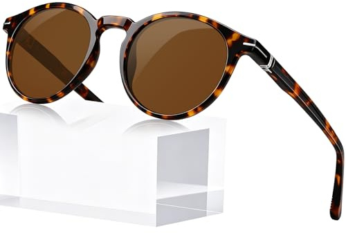 KANASTAL Lunettes de Soleil Femme et Homme Polarisées UV400 | Monture TR90 Branches Acétate,Charnières en Cuivre,Rond,25G,Conduire,Voyage,Rétro,Mode,Élégante,Vintage,Tendance,Quotidien