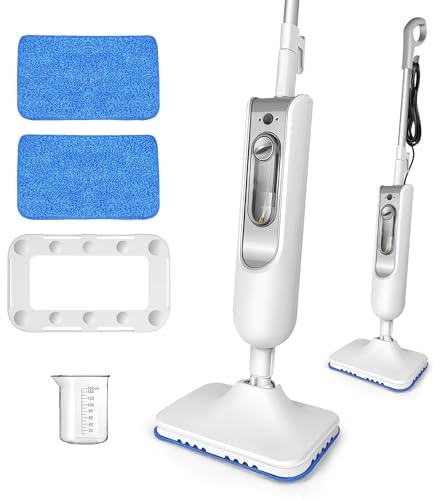 Escoba de vapor con limpiador de mano y 2 accesorios – multifunción potencia 1500 W – limpiador de vapor multifuncional, calentamiento rápido, para suelos, alfombras y desinfección (A)