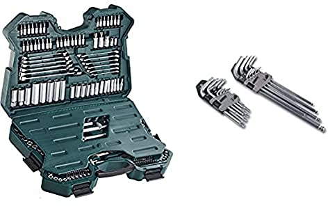 Brüder Mannesmann M98430 Steckschlüsselsatz 0,6 cm (0,25 Zoll) + 0,95 cm (3/8 Zoll) + 1,27 cm / (1/2 Zoll) Antrieb, 215-tlg & Sechskant-/TX-/Kugelkopfschlüssel-Satz, 18-tlg., M18170