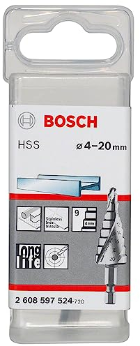 Bosch Professional Stufenbohrer HSS mit 1/4-Sechskantschaft (Ø 4-20 mm, 9 Stufen, Zubehör für Bohrmaschinen)