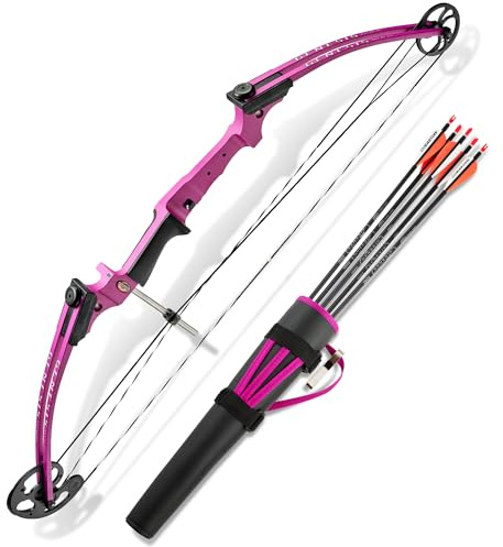 Genesis Original Compound Bow & Arrow Kit- Adjustable Riser, 15-30 Draw Length, 10-20 lb Draw Weight, All Skill Levels, Draw Hand - Right, Purple