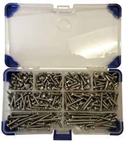 AHC K-10070 270 Piece No 8 Stainless Steel Pozi Pan Head Self Tapping Screws Assorted Lengths, No.8 (4.2mm)
