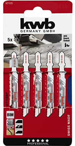 KWB 49621225 - Pack de 5 hojas de sierra de calar (corte medio, aluminio/metal)