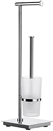 Smedbo Outline Lite WC Rollenhalter und Bürste von Edelstahl poliert/mattiertes Glas, Silber/Weiß