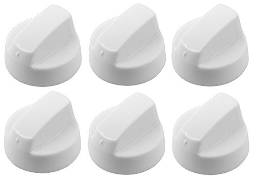 Spares2go Bouton de commande Universel Blanc Pour toutes les marques et modèles de cuisinière et plaque de cuisson (Lot de 1,2,4,6 ou 8 adaptateurs) Pack Quantity: 6