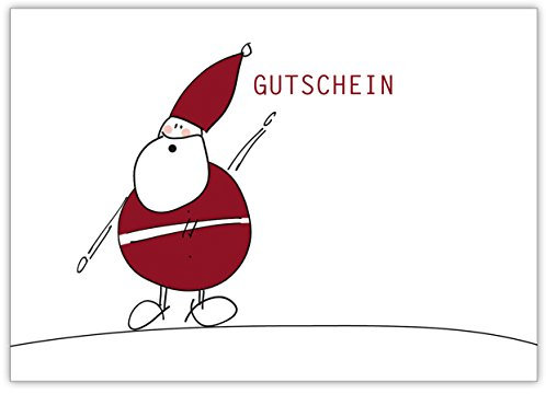4x Netter Weihnachts Geschenkgutschein für Lieblingsmenschen mit Weihnachtsmann/ Nikolaus: Gutschein • weihnachtliches Grußkarten Set mit Umschlägen Geschenk-Karten für Familie und Freunde
