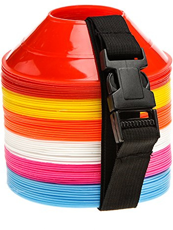 RAPID Mini Saucer Training Cones 60 Pack - Multi-Color Agility Markers with Carry Strap for Football, Soccer, Rugby, Hockey & Speed Training - 6 Bright Colors (Red, Blue, Yellow, Orange, Pink, White)