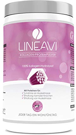 LINEAVI Kollagen Proteinpulver 400g, 100% Kollagen Hydrolysat, für Bindegewebe, Gelenke und Muskeln, frei von Hormonen und Antibiotika, in Deutschland hergestellt