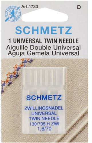 SCHMETZ Twin (130/705 H ZWI) Sewing Machine Needles - Carded - Size 1.6/70