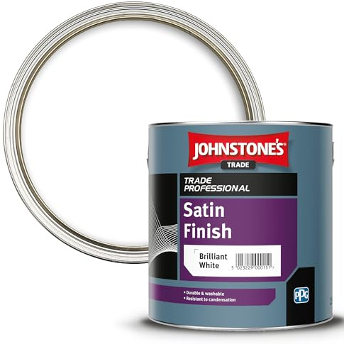 2.5LTR - JOHNSTONES Trade Professional Satin Brilliant White | Satin Finish, Interior, Wood & Metal, Trade Quality, Tough & Durable, Easy Application