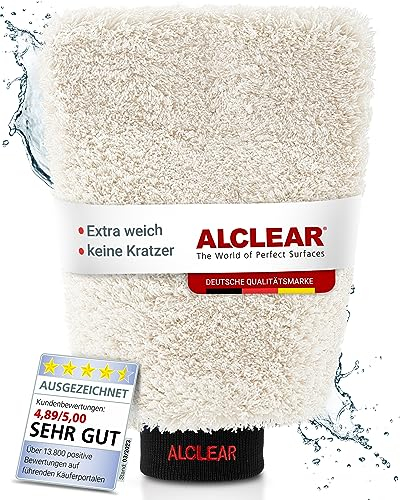 ALCLEAR 950013WH Guanto Lavaggio Auto Microfibra - Premium per Pulizia Professionale, 100% Senza Graffi e Delicato, Alta Qualità, Estremamente Assorbente e Morbido