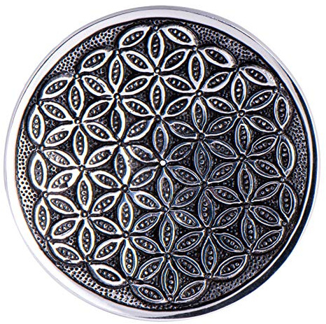 Räucherstäbchenhalter Stäbchenhalter Blume des Lebens Ø 15 cm rund, Weißmetall, Halter zum Räuchern von Räucherstäbchen, Räucherzubehör