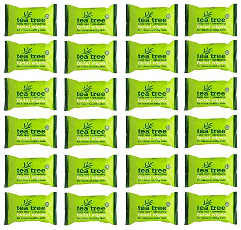 Tea Tree Daily Use Cleansing Facial Face Make Up Wipes (24 x 25 Packs)