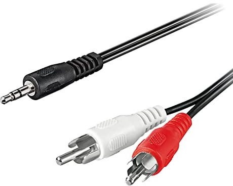Goobay 50440 Adattatore Cavo Audio AUX, Jack da 3.5mm a Connettore RCA Stereo, Nero, 0.5m Lunghezza del Cavo