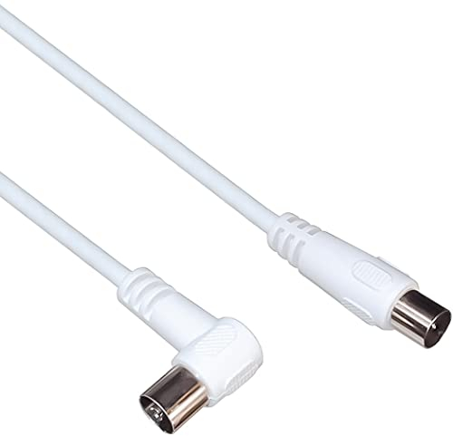 PremiumCord Cavo Antenna TV Coassiale 3m, 75 Ohm, Iec Maschio-Femmina 90°, Schermato - Per DVB-C, DVB-T/T2, 4K UHD 2160P, Full HD 1080P 3D, Colore Bianco