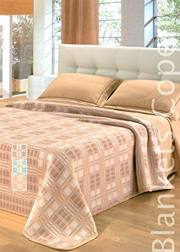 Scotland einzelne Wolle Decke 150 x 210 cm. Schottische Decke 400 gr/m2 - BEIGE