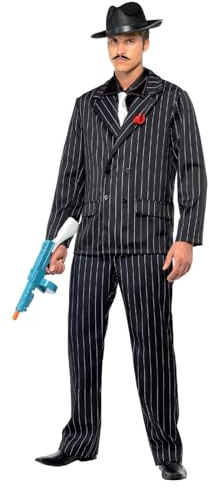 Smiffys Costume zazou, homme, comprend veste avec rose sur le revers, pantalon, plastron de chemise et cravate Halloween